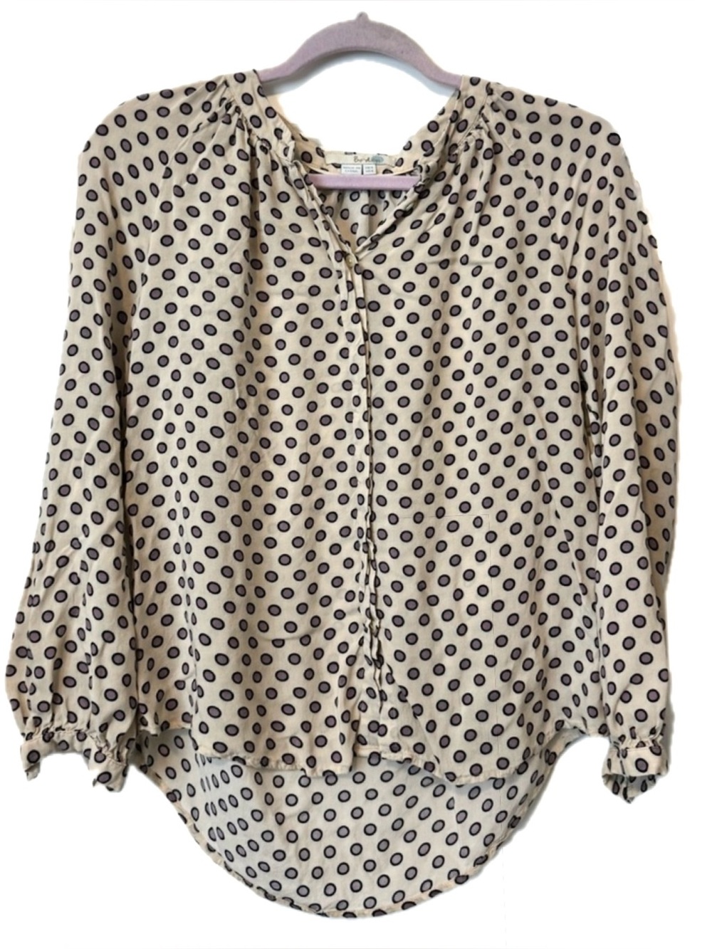Boden Polka Dot Blouse Womens Size 4 Career Office Drapey Button Front Top